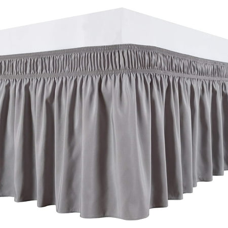 Wrap Around Bed Skirts with Adjustable Belts, Silver Grey for King ...
