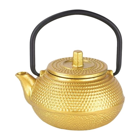

HOMEMAXS Decorative Tea Kettle Cast Iron Tea Ware Desktop Teapot Adornment (Golden)