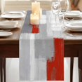 thumbnail image 3 of Table Runners 70 Inches Long Dress Scarves, Red Grey Farmhouse Coffee/Dining/Kitchen Table Decor, Holiday Table Runner, Abstract Geometric Color Block Oil Painting 13x70 Inch, 3 of 9