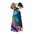 thumbnail image 7 of Penkiiy Women Marble Print Short Sleeve Dress Loose Plain Casual Summer Flowy Tiered Long Maxi Dresses with Pockets M Blue, 7 of 7