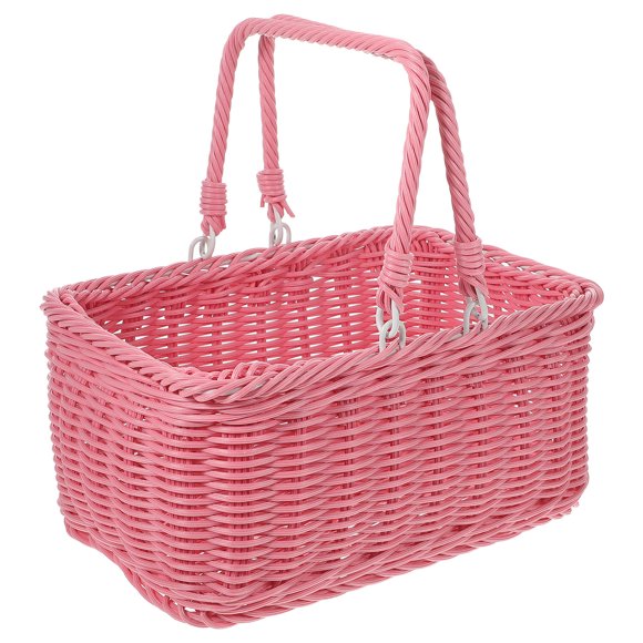 OULII 1Set Shopping Basket Pink Woven Multipurpose Basket for Home Decoration in Supermarket Shopping