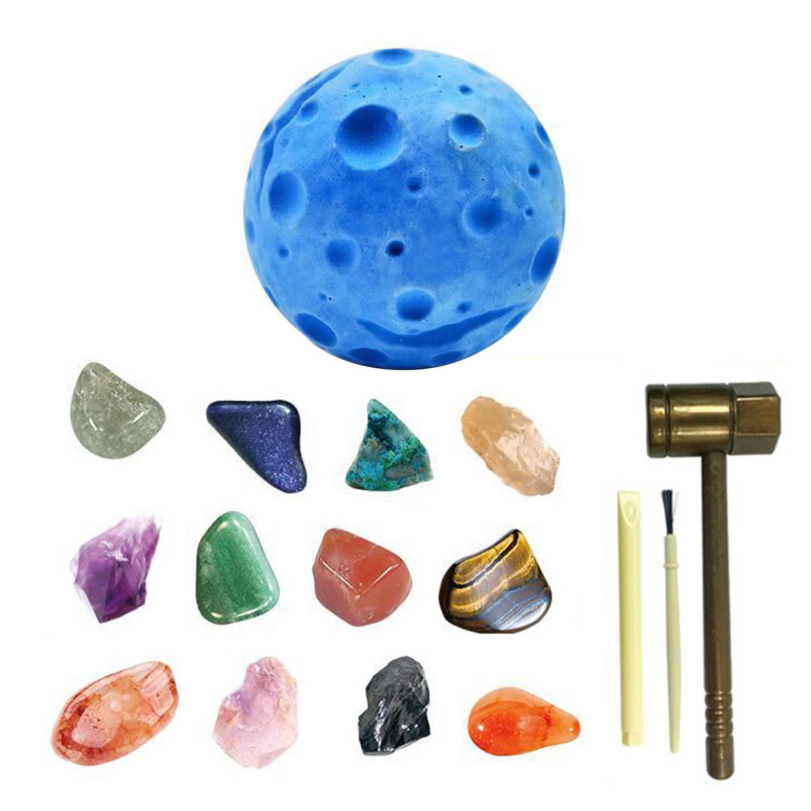 Childrens Rock Treasure Crystal Gems Digging Excavation Kit Gemstones Kids Set 