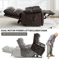 thumbnail image 3 of Power Lift Recliner Chair with Massage and Heat for Elderly, 180° Lying Flat Faux Leather Single Sofa Chair with Cup Holders and 25" Wide Seat, Dark Brown, 3 of 7