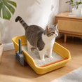 thumbnail image 6 of Large Cat Litter Box, Top Entry Cat Litter Box, Cat Litter Pan with Cat Scooper, Senior Cat Litter Boxes, Detachable Easy Clean, Cat Necessities 19.29x13.78x5.12 Inch (Yellow), 6 of 6