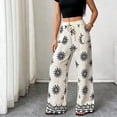 thumbnail image 2 of DeHolifer Boho Pants for Women Floral High Waisted Wide Leg Palazzo Pants Summer Trendy Casual Lounge Pants Women Vacation White XL, 2 of 6