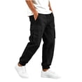 thumbnail image 4 of Ndbuld Boys Cargo Jogger Pants Elastic Drawstring Waist Multi Pockets Casual Tapered Cuffed Kids Work Trousers Black 14-15Years, 4 of 7