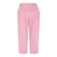 thumbnail image 5 of Juslio Girls Pants 4-14Years Kids Girls Solid Color Leisure Yoga Leggings Sports Elasticity With Pocket（Pink Capris， 8 Years）, 5 of 9