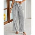 thumbnail image 2 of BTFBM Pants for Women Spring Clothes Striped High Waist Tie Knot Dressy Casual Wide Leg Palazzo Work Trousers Pants, 2 of 7