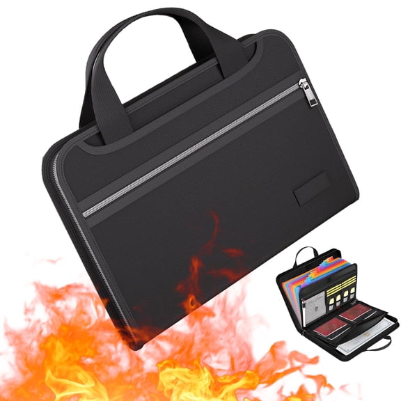 Accordion File Organizer,Fireproof Expanding File Folder with Multi Pockets,13 Pockets Document Organizer with Handle & Labels,Portable Home Travel Safe Storage for Letter A4 Files and More