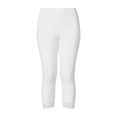 thumbnail image 4 of Women's Lace Leggings 3/4 Capris Stretchy Cropped Yoga Pants (White L), 4 of 4