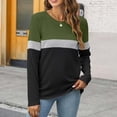 thumbnail image 7 of DondPO Womens Tops Women's Color Block Tunic Tops Casual Long Sleeve Shirts Round Neck Pullover Womens Dressy Tops Tops for Women Trendy Green L, 7 of 7
