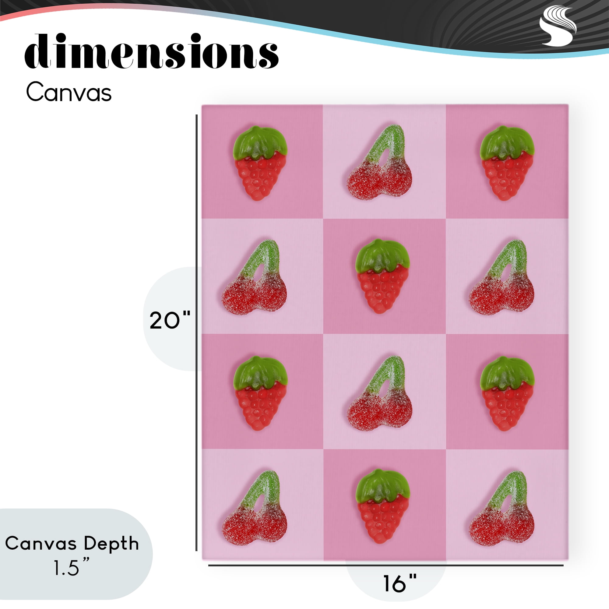 Stupell Industries Gummy Strawberry and Cherry Checkerboard Canvas Wall Art, design by LISH Creative