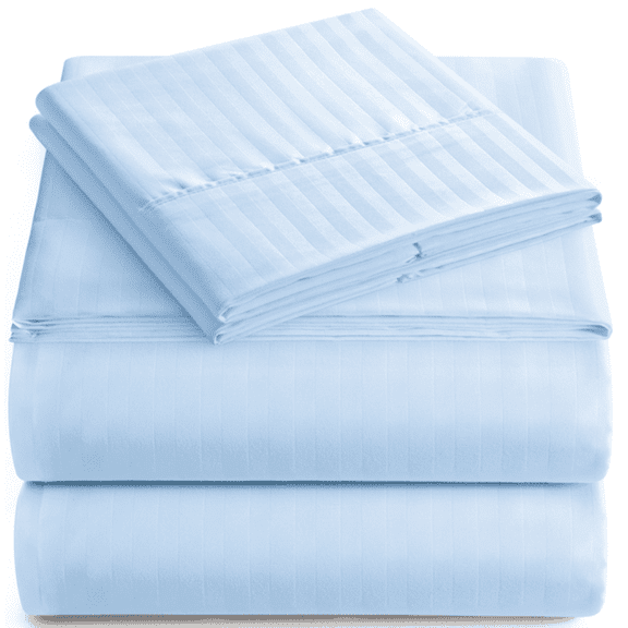 Elaine Karen Bedding Set with Flat Sheet, Fitted Bed Sheet & Pillowcases, Twin Light Blue