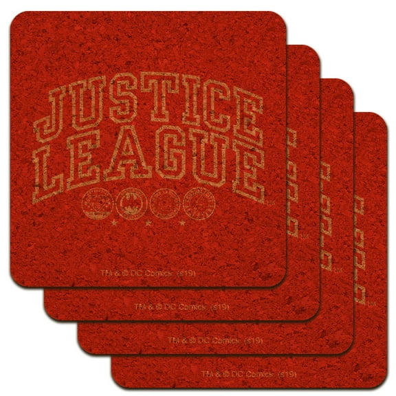 Justice League Athletic Logo Low Profile Novelty Cork Coaster Set