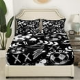 thumbnail image 2 of Football Full Fitted Sheet,Soccer Ball Gaming Sheets Teens,Sport Themed Bed Sheets 3 Piece,Modern Black and White Bed Set,Black(No Top Sheet), 2 of 5