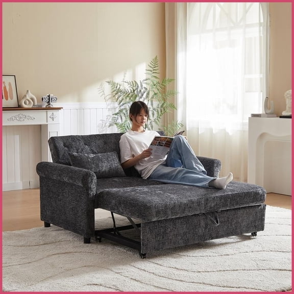 Modern Velvet 58.27-Inch Loveseat Sofa Bed with Storage - Versatile for Living Room & Bedroom