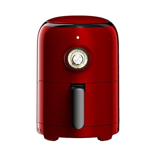 Air Fryer Aria 2Qt, cerámica antiadherente de estilo retro, rojo/negro