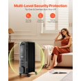 thumbnail image 4 of VEVOR Electric Oil Filled Radiator, 1500W Radiant Space Heater with LED Screen, Over-Heat Protections,24h Timer, Portable Handle Casters, Thermostat,Remote Control for Indoor Use,Black, 4 of 9
