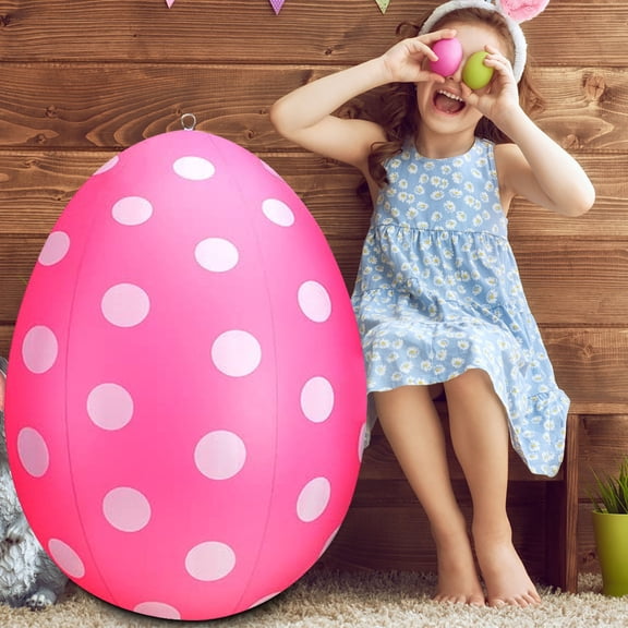 24 Inch Inflatable Easter Egg - Pink Outdoor Yard & Garden Party Decoration, Large Plastic Easter Egg for Kids Play & Festive Decor