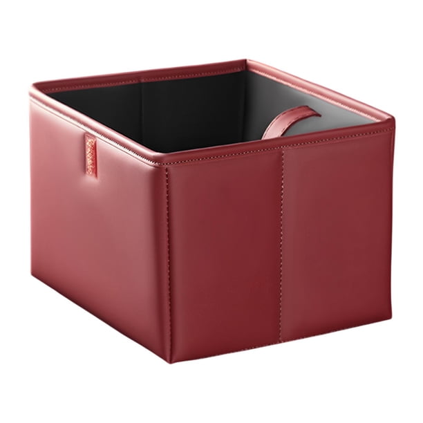 Papelera plegable para coche, de piel sintética, multiusos, para ahorrar espacio y almacenar. Rojo