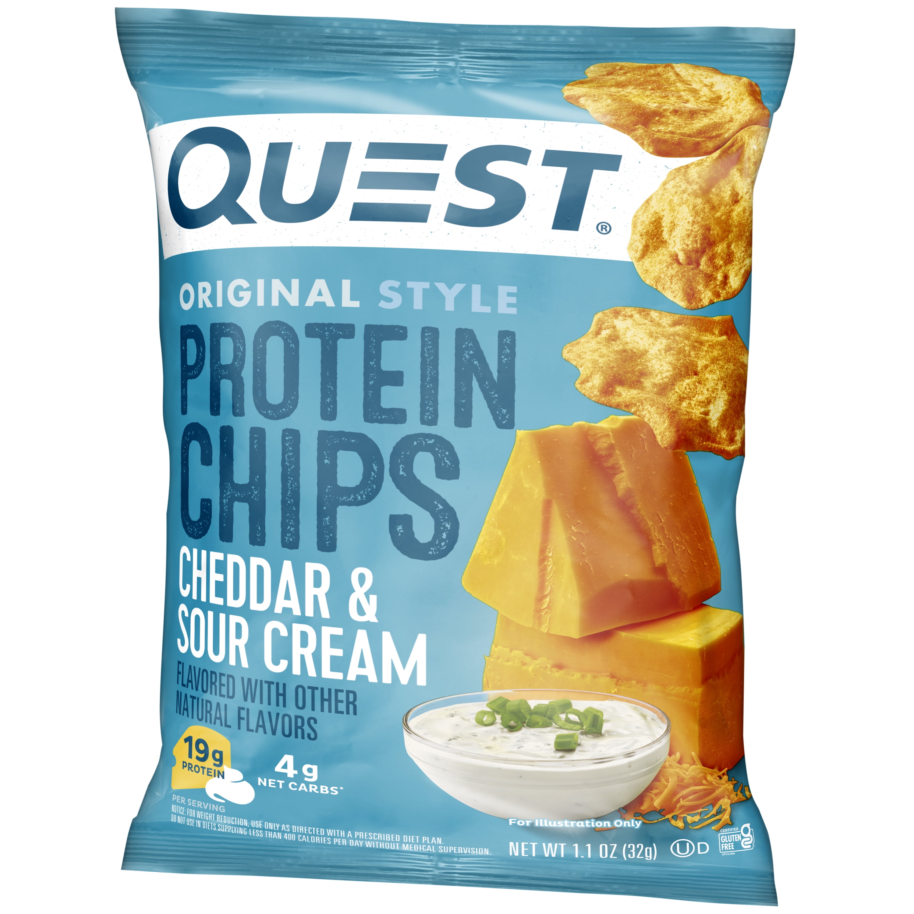 Quest Original Style Protein Chips, Variety Mix; BBQ, Cheddar & Sour Cream, and Sour Cream & Onion, 1.1oz Bags, 12 Count