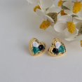 thumbnail image 4 of Gold Statement Heart Stud Earrings for Women, Chunky Love Valentine Earing Cartilage Hypoallergenic Wedding Prom Fashion Jewelry Gift., 4 of 7
