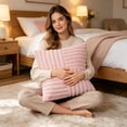 thumbnail image 1 of Housse de Coussin à Rayures Unies Assemblée, Polyester Doux, Housse de Coussin Rectangulaire, Déco Maison, Rose, JKODE, 1 of 6