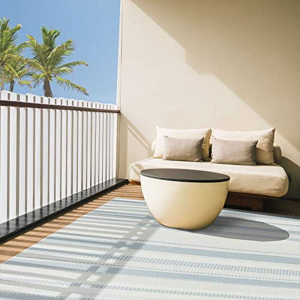 Home Dynamix Tripoli Mateo Modern Striped Indoor/Outdoor Area Rug, Blue/Cream, 7'10"x10'2"