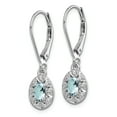 thumbnail image 2 of 925 Sterling Silver Rhodium-plated Diam. & Aquamarine Earrings; for Adults and Teens; for Women and Men, 2 of 3