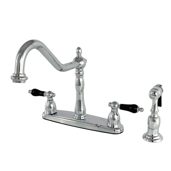 Kingston KB1751PKLBS Duchess Two-Handle 4-Hole 8" Centerset Kitchen Faucet with Brass Sprayer in Polished Chrome