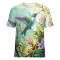 thumbnail image 5 of Flower Hummingbird Women's Short Sleeve T-Shirt Crew Neck Casual Summer Trendy Loose Fit Tops, 5 of 6