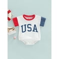 thumbnail image 2 of Kiapeise 4th of July Rompers Tops for Baby Newborn Girls Boys Casual Bodysuit Short Sleeve USA Letter Printed Jumpsuit Independence Day Patriotic USA Gifts, 2 of 8