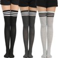 thumbnail image 2 of Black White Striped Long Socks Women Over Knee Thigh High Socks Over The Knee Stockings For Ladies Girls Warm Knee Socks, 2 of 6