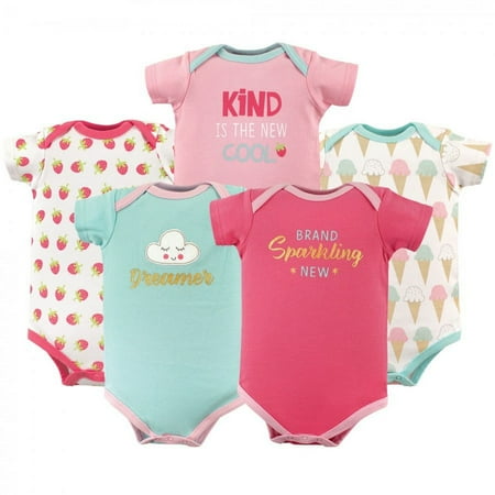 UPC: 0660168311235 | Luvable Friends Baby Girl Cotton Bodysuits 5pk Dreamer 0-3 Months