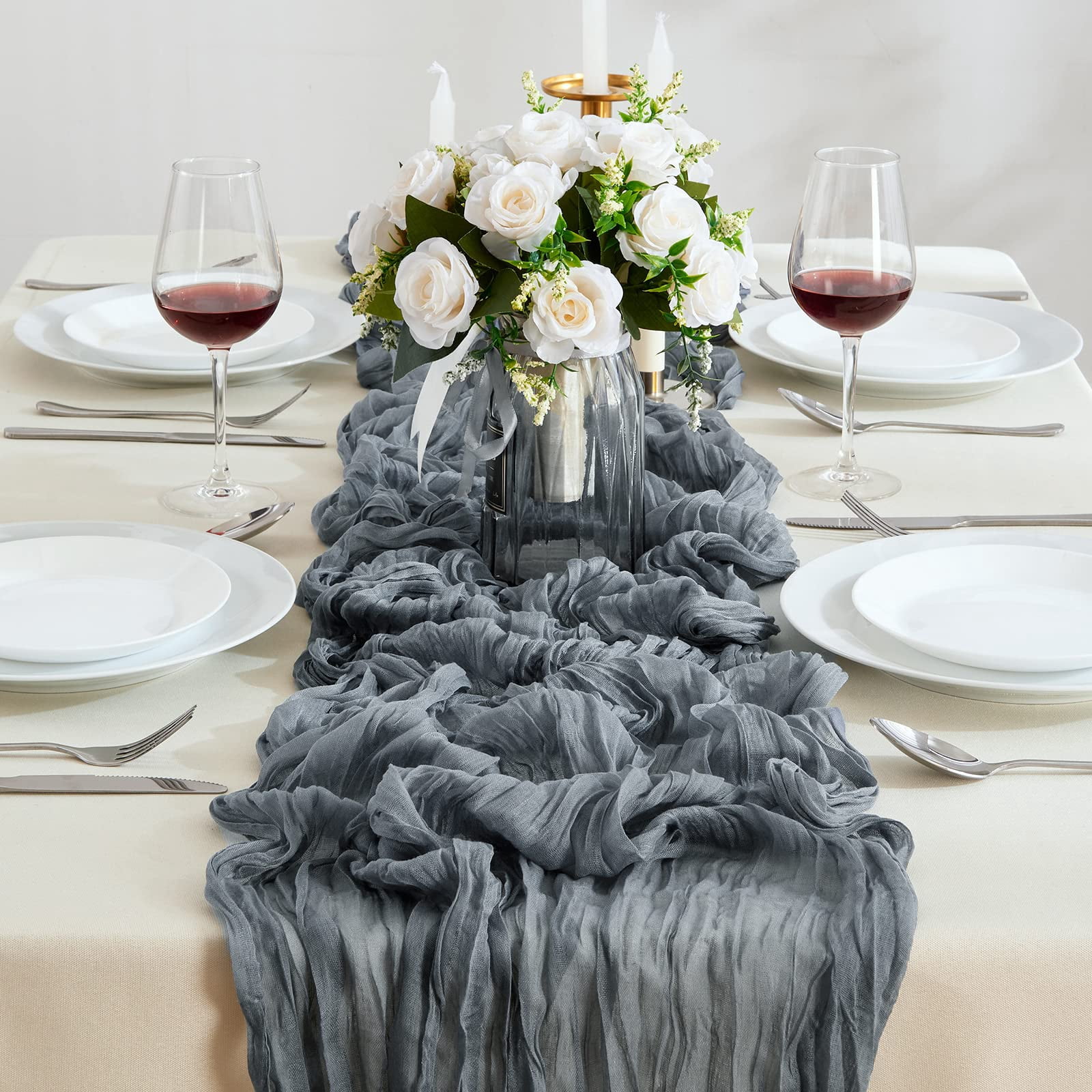 6 Pack Sage Green Cheesecloth Table Runners 10ft Wide Gauze Boho for Bridal Shower Wedding Table Decorations