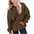thumbnail image 2 of Girls Casual Long Sleeve Hoodies Cute Oversized Fleece Pocket Sweatshirt Tops Brown 7-8 Years, 2 of 6