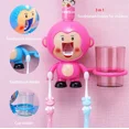 thumbnail image 5 of Monkey Toothbrush Holder Wall Hanger Stand Child Toothpaste Dispenser Squeezer Organizer Cute Cup Hold Bathroom Accessories Sets (YSJ-MOK-Pink), 5 of 7