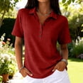 thumbnail image 6 of Dwellite Polo Shirts for Women 3/4 Sleeve Tops Golf Tees Button Collared Waffle Shirt Business Casual 2026 Red 3XL, 6 of 6