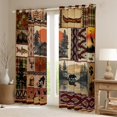 thumbnail image 2 of Feelyou Rustic Farmhouse Men Blackout Curtains Set of 2 (52x84 Each), Hippie Bohemian Aztec Window Curtains, Retro Buffalo Patchwork Curtains and Drapes, Window Curtains Home Decor, 2 of 6