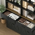 thumbnail image 5 of Homfa 69'' Black Bookshelf with Drawers, 6-Tier 6 Cubes Display Bookshelf for Living Room, 4 Doors Double Row Bookcase with Adjustable Shelves, 5 of 8