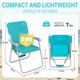 thumbnail image 3 of WEJOY Tall Beach Chair High Sitting Beach Chairs, Outdoor Folding Lawn Chairs for Adults, Cyan, 3 of 7