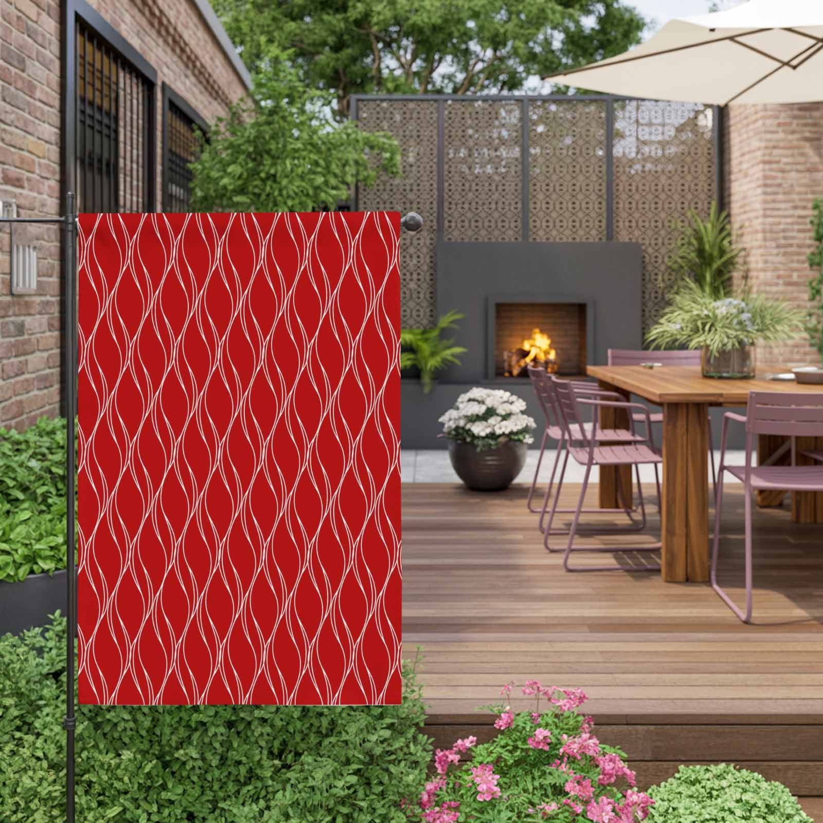 Red Stripes Lines House Flag 28 x 40 Inches, Abstract Waves Striped Classic Weather Proof Outdoor Patio Flags Double Sided Small House Decoration for Yard Lawn Outside Home