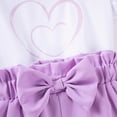thumbnail image 4 of CAUYDY Toddler Baby Girl Clothes Cute Outfits Girls Linen Bow Tank Tops Ruffle Shorts Set Spring Summer Clothes for 2T 3T 4T Kids 2Pcs Pajamas Set (Sizes 5-6 Years,H03-Purple), 4 of 6