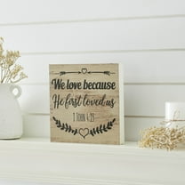 VHC Brands Celebrate Grace 1 John 4:19 MDF Sign 8x8, Spring Decor, Home Decorations for Wall or Door, Spring and Easter Hanging Decoration