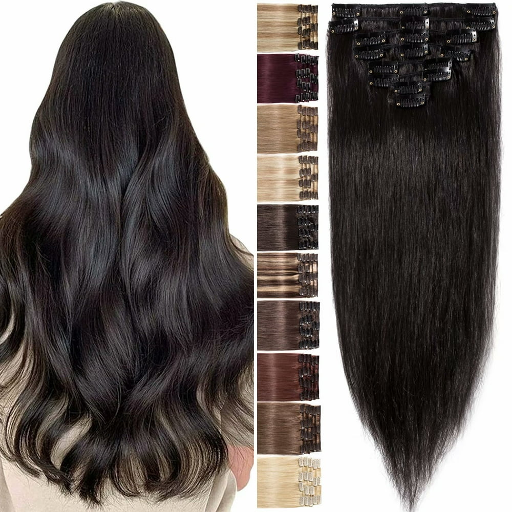 Benehair Clip in Human Hair Extensions Full Head 100 Remy Real Hair