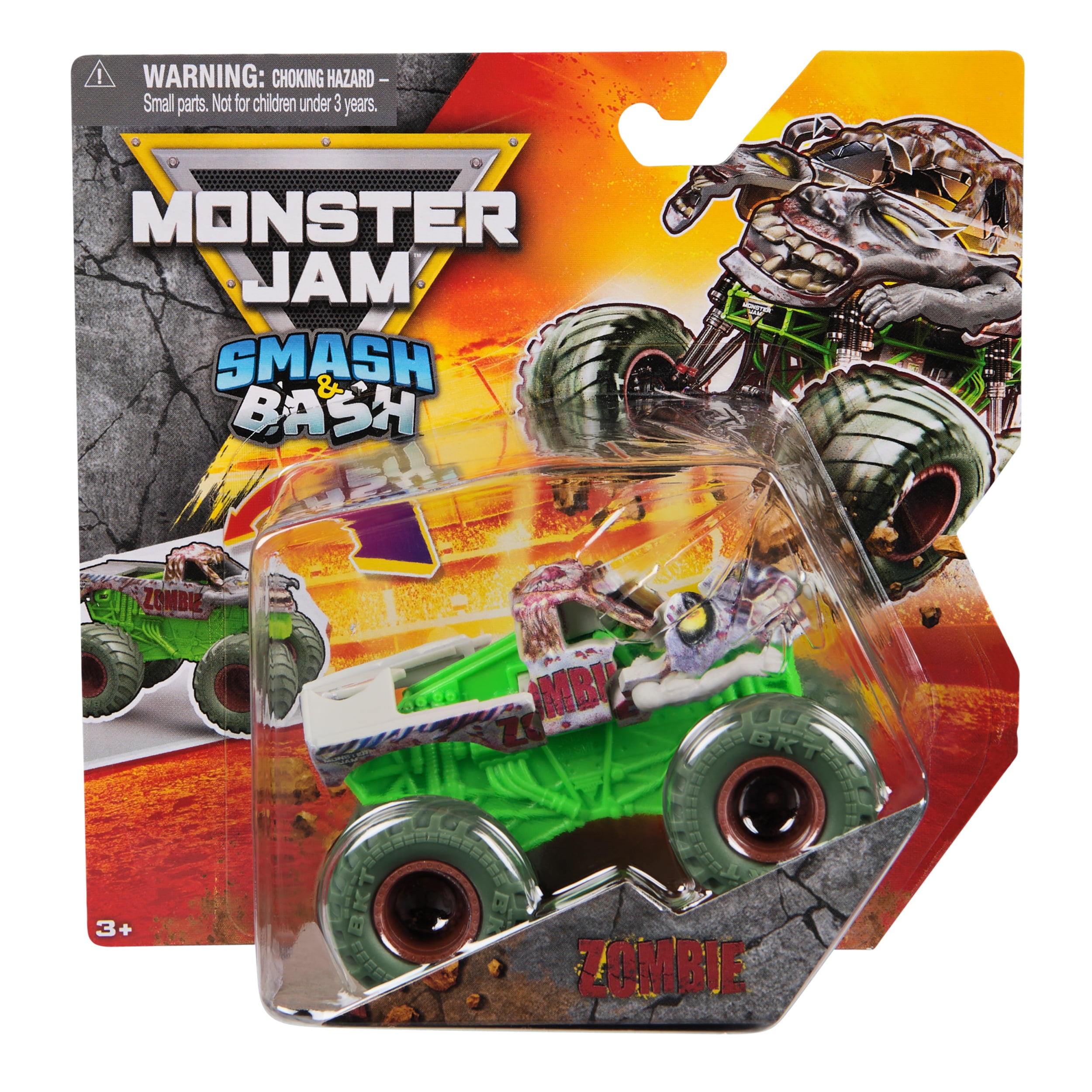 Monster Jam Smash & Bash Zombie, Monster truck réparable en métal moulé à l'échelle 1:64, jouets pour garçons et filles à partir de 3 ans