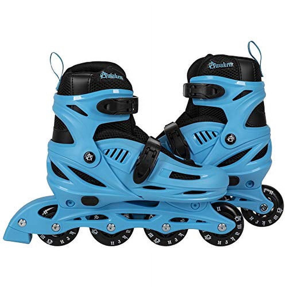 Awaken Adjustable Size Inline Roller Skates Kids Youth Boys Girls Youth (Youth 13- Kids 3, Azure Blue)