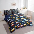 thumbnail image 3 of Feelyou Bus Truck Vehicle Twin Bedding Sets 7pcs, Cartoon Stars Navy Bedding Comforter Set, 3 of 8