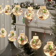 thumbnail image 3 of Cortina de luces con forma de bola de los deseos de Papá Noel, muñeco de nieve de Navidad, bola circular, alambre de cobre, alambre de cuero, decoración, luz intermitente, 3 of 5