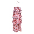 thumbnail image 5 of Summer Dresses for Women Women's Elegant Off Shoulder Chiffon Floral Dress Floral Print Halter Neck Sleeveless Long Sleek Evening Gown with Flowing for Occasions Beach Vacation Pink S, 5 of 5